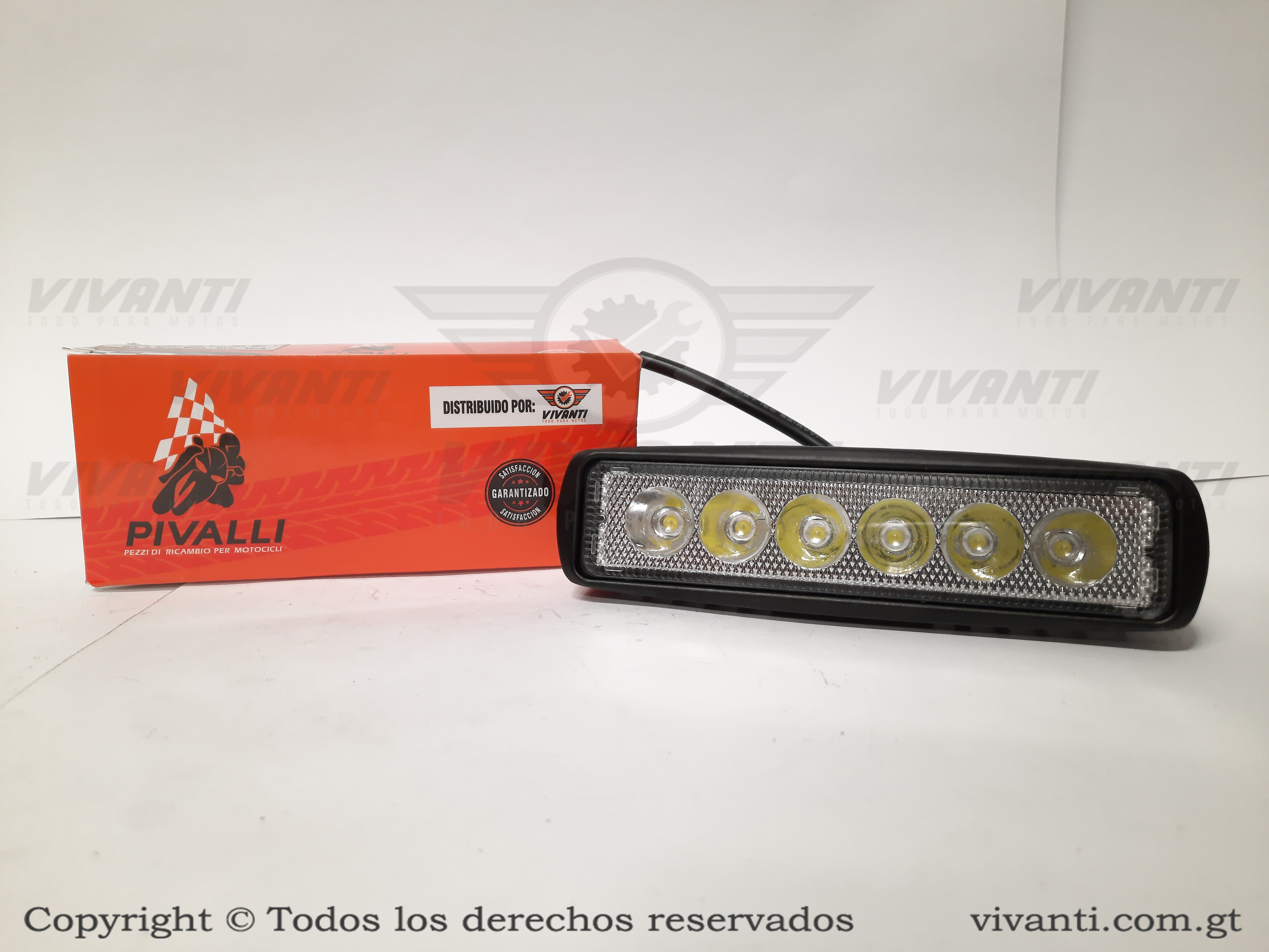 [LED-9] Luz Led 12V-80V/36W Barra 1 Fila 6 Con Base